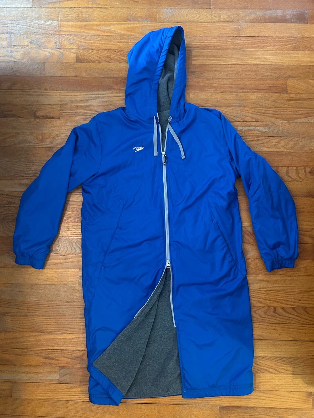 Speedo Swim Parka Royal Blue Long Hooded Fleece-Lined Deck Coat Unisex Medium